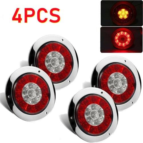 4PCS Trailer Taillight LED Trailer Lantern 16 LED Truck Trailer Brake Stop Turn Signal Tail Lights 12V Rear Trailer Lights