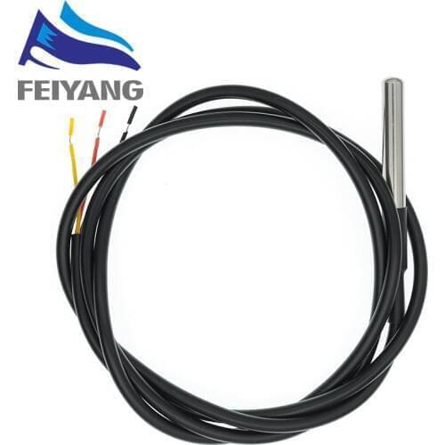 10PCS Waterproof 18B20 temperature probe temperature sensor Stainless steel package -100cm wire (DS18B20)
