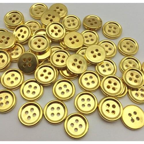 100pc 13mm Plastic Shiny Silver/Gold/Brass Plated Color Round 4 Holes Shirt Buttons DIY Handmade Crafts Sewing Accessories