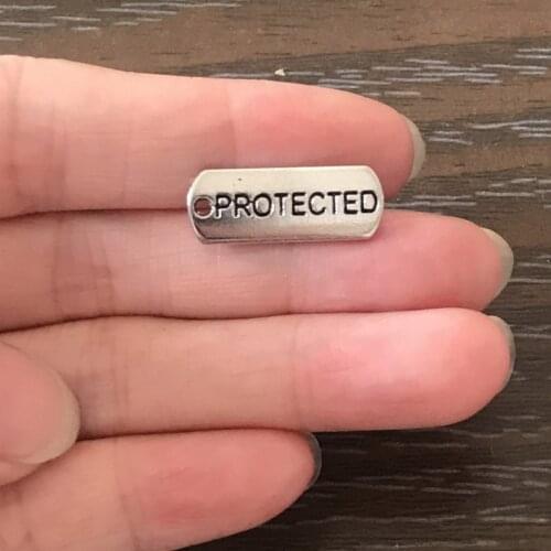 12PCS Bulk Inspire PROTECTED Charms Zinc Alloy Rectangle Word Affirmation Charm Pendants for Bracelet Necklace Jewelry Making