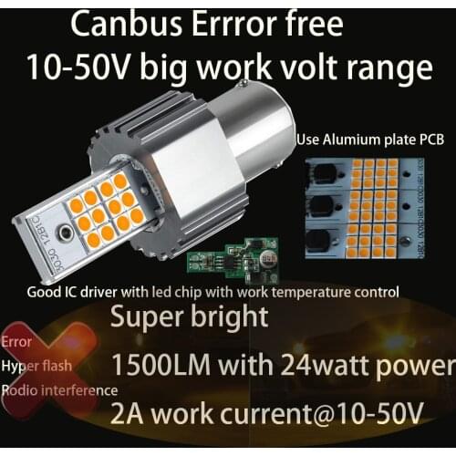 4PCS S25 1156 BA15S P21W BAU15S PY21W LED CANBUS Lamp Bulbs For Turn Signal Light 12V 24V 3030 10-50v No error free