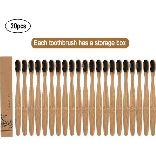 20pcs Natural Bamboo Tooth Brush Toothbrushes Eco-Friendly Soft Bristles Fiber Toothbrush Bamboo Tooth Brush Oral Care Supplies