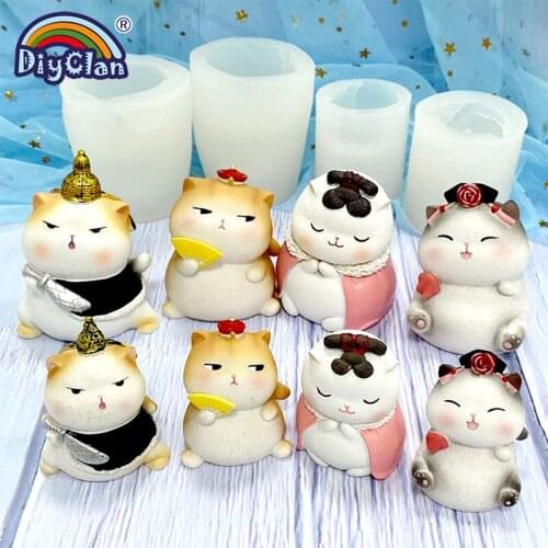 3D Palace Cat Plaster Moulds DIY Candle Incense Chocolate Manual Silicone Mold Cake Decorating Tools Birthday Party Decorations