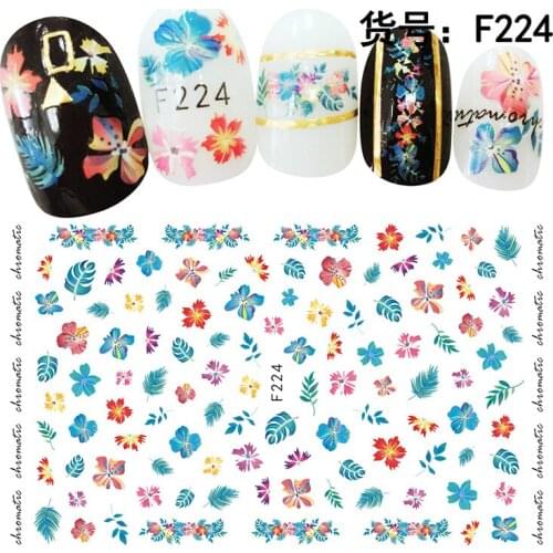 3D Nail Sticker Blue Flower Slider Nails Art Decoration Wraps Decals Cute Design Adhesive Manicure Tips Stickers Pegatina