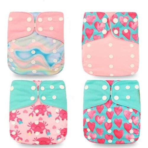 4 Pcs Cloth New Pocket Diaper Baby 3-15kg Washable Eco-friendly Diapers