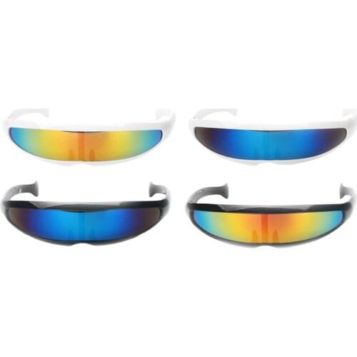 4x Futuristic Sunglasses Narrow Monoblock Alien Glasses Adults Kids