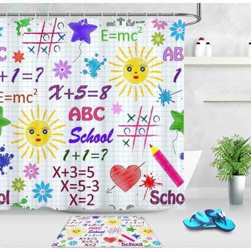 Children Graffiti Painting Polyester Waterproof Mildew Fabric Shower Curtain Eco-Friendly Bathroom Curtain Childrens Room Decor