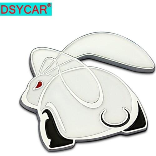 DSYCAR 3D Metal Cute Rabbit Car Sticker Logo Emblem Badge Decals Car Styling DIY Decoration Accessories for Frod Opel BMW Audi