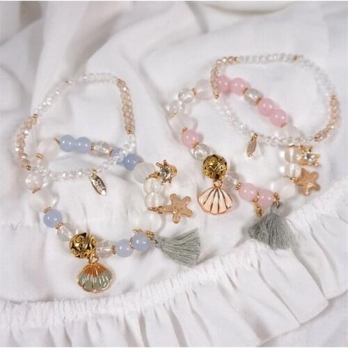 Summer Ocean Style Double Layers Bracelet Lolita Cartoon Shell Bracelet Lolita Jewelry Accessories D875