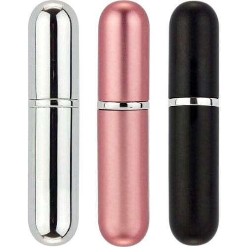 Perfume Atomizer Bottles, Refillable Travel Size Perfume Bottles, Set Of 3 Stylish Colours Black, Pink and Silver Anti Spill Fun
