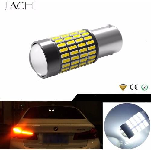 JIACHI 100PCS 1156 BA15S LED Lights Auto Bulbs P21W 4014Chip 102SMD For Turn Signals Car Tail Lamps White DC 12-24V 6000K 2550LM