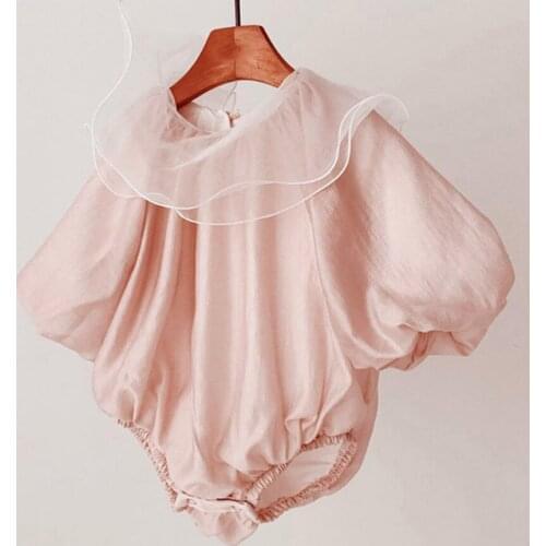 Korea Ruffled Collar One-Piece Romper Baby Girl Princess Sleeve Newborn Year-Old Dress