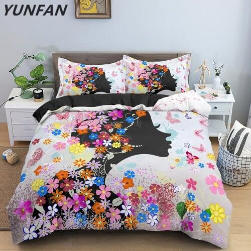 Butterfly Bedding Set Beautiful Woman Duvet Cover Set Luxury Comforter Quilt Cover For Girls Single Double Queen King Size