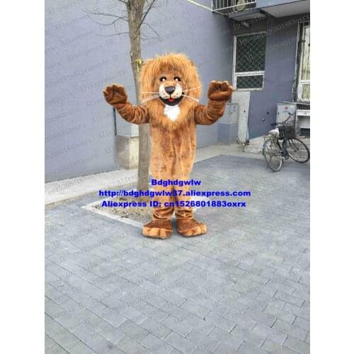 Brown Long Fur Lion Wild Animal Mascot Costume Adult Cartoon Character Outfit Suit Ambulatory Walking Attract Popularity zx410