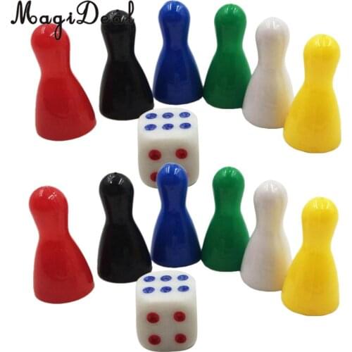 MagiDeal 12Pcs Plastic Chessman Chess Pieces Game Dice for Children Kids Playing Games Toys Gifts