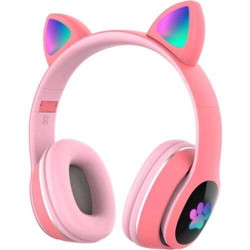 Cute Wireless Bluetooth Cat Headset with Stereo Headset, Child Daughter Headset with Microphone