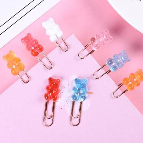 2 Pcs Cute Candy Color Bear Metal rose Gold Paper Clip Office Lady Style School Stationery Photo Decorative Supply Stationery
