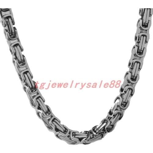 Fashion Popular 4/5/7/8mm Wide Silver Color Mens Byzantine Box Chain Necklace Or Bracelet Jewelry Stainless Steel 7-40" Option
