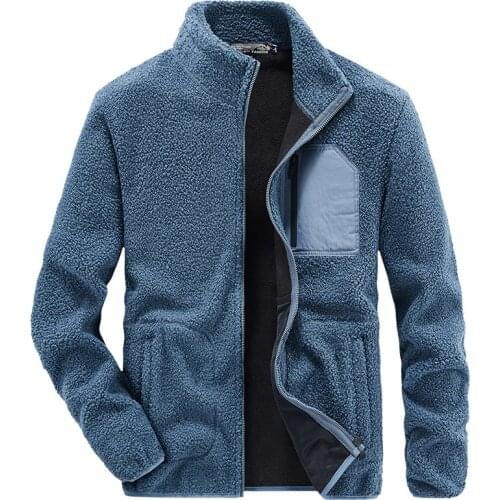 Winter Men Solid Color Zipper Fluffy Fleece Coat Fur Teddy Bear Warm Korean Baggy Sweatshirt Male Jacket Putwear Mens Clothing