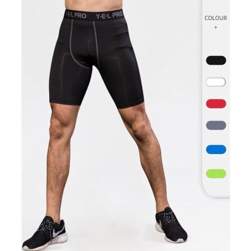 Gym Mens Sports Shorts Running Training Workout Shorts Breathable Quick Dry Tights High Elastic Jogging Fitness Solid Pants