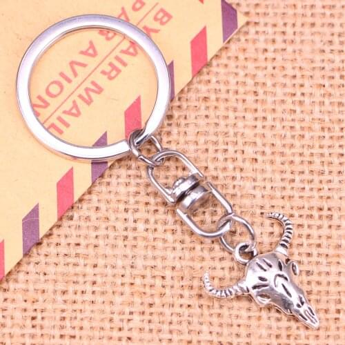 New Fashion Keychain 21x20mm skull bull ox Pendants DIY Men Jewelry Car Key Chain Ring Holder Souvenir For Gift