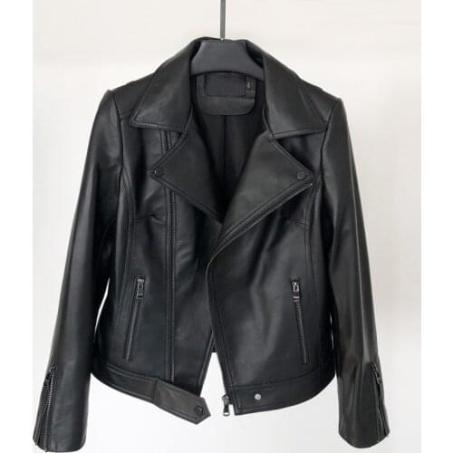 2020 Spring new leather motorcycle leather jacket female sheepskin slim slimming short leather jacket wild jacket