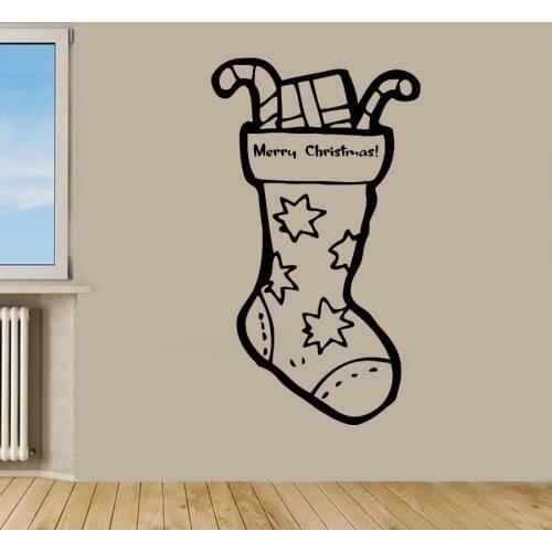 New Arrived Christmas Sock Gift Wall Sticker Vinyl Wall Removable Wall Decor Merry Christmas Wallpaper For Kids Room DecorD-163