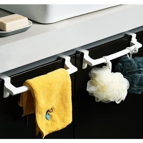 Plastic Hanging Holder Towel Rack Multifunction Cupboard Cabinet Door Back Bathroom Shelf Rack Home Organizer Long Wall Hook