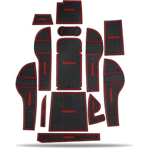 Anti-Slip Gate Slot Cup Mat For Skoda Kodiaq NS7 2017-2021 Interior Non-slip mat Accessories Door Pad Car Styling Stickers