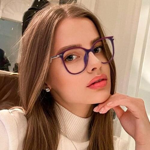 Transparent Computer Glasses Women Men Optical Glasses Frame TR90 Oversized Eyeglasses Frames Metal Spectacles Clear Glasses
