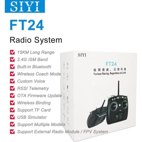 SIYI FT24 Transmitter Radio System Remote Controller with Telemetry Bluetooth Mini Receiver Support Multiple Models 2.4G 15KM