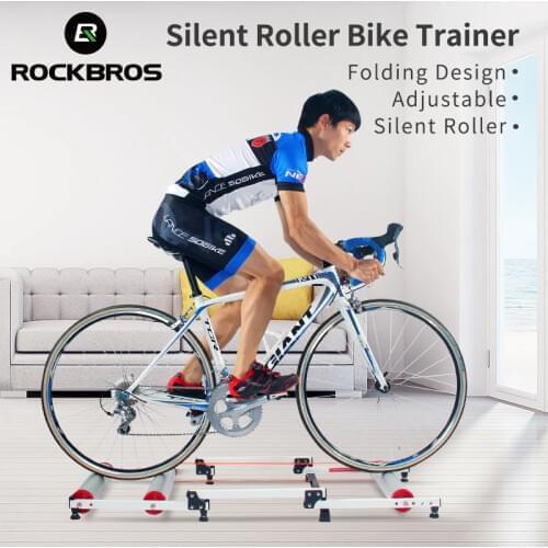 ROCKBROS Bike Roller Trainer Stand Bicycle Exercise Bike Training Indoor Silent Folding Trainer Aluminum Alloy For MTB Road Bike