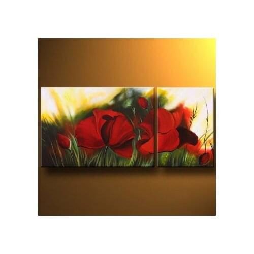 Hand Painted Oil Painting Poppies Early In The Morning-Modern Oil Painting On Canvas Art Wall Decor-Floral Oil Painting Wall Art
