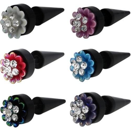 Rose Flower Earrings Fake Ear Plugs Stud Acrylic Brincos for Womens Girls Fahion Jewelry Fancy Cute 60pcs/lot