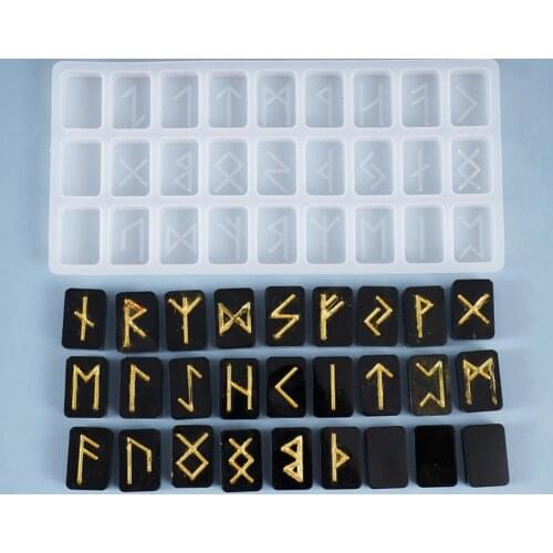 Energy Symbol Cabochons Silicone Molds DIY Rectangle RavenInk Tattoos Jewelry Charms Making Handmade Runes Resin Jewelry Tools