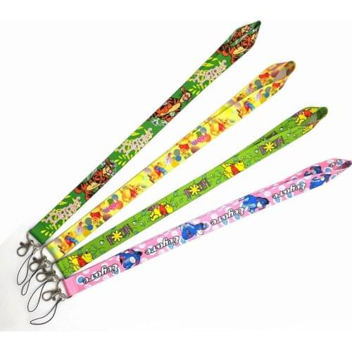 Tigger Eeyore Winnie the Pooh Mobile Phone Strap Disney Neck ID card Holders key camera lanyard Hang Rope Accessories Decoration