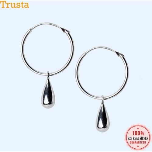 Trustdavis Authentic Minimalist 925 Sterling Silver Fashion Waterdrop Hoop Earrings For Womens Silver 925 Earrings Jewelry DA36
