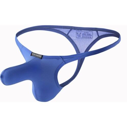 Men G-string Thong Ice Silk Underwear Male Sexy Elephant Nose Big Pouch Briefs Gay Panties Man Solid Tanga Underpants