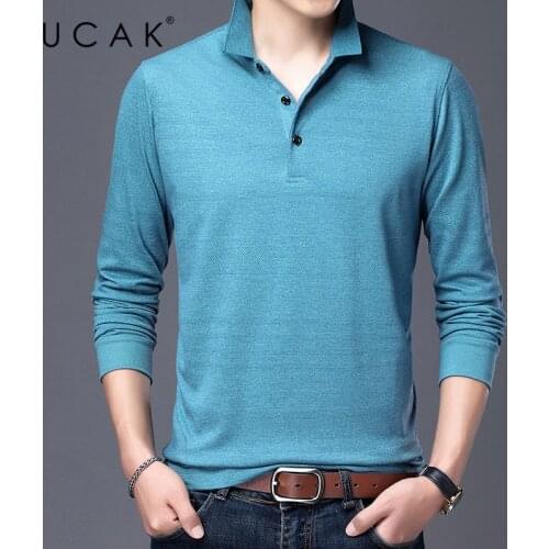 UCAK Brand Soild Color Long Sleeve T Shirt Men Clothes Spring Autumn New Arrivals Cotton Streetwear Soft T-Shirt Clothing U5386