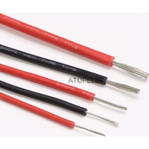 UL3239 6000V Soft Silicone Wire 200Deg.C Tinned OFC Copper Flexible Cable UL 14/15/16/18/20/22 AWG Black/Red