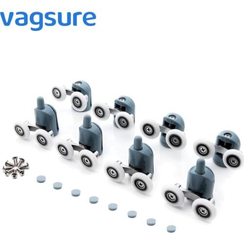 Vagsure 4pcs-8pcs/set ABS Chromed Zinc-Alloy Double Pop Up Shower door Pulleys Runner Wheel Sliding Shower Door Bearing Rollers