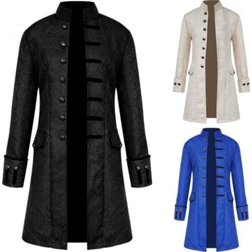 Vintage Men Punk Flower Jacket Medieval Vampire Dracula Cosplay Costumes Renaissance Male Outfit Classic Gentleman Clothes Coat