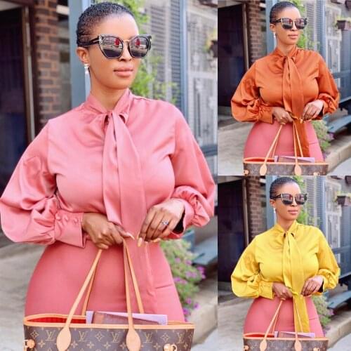 VITIANA Women Silk Loose Tshirt Autumn 2021 Female Long Sleeve Pullover Yellow Tee Shirt Femme Elegant Fashion Tops Pink Africa