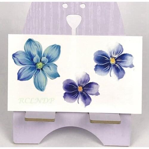 Waterproof Temporary Tattoo blue and purple flower lavender tatto stickers flash tatoo fake tattoos for girl women lady