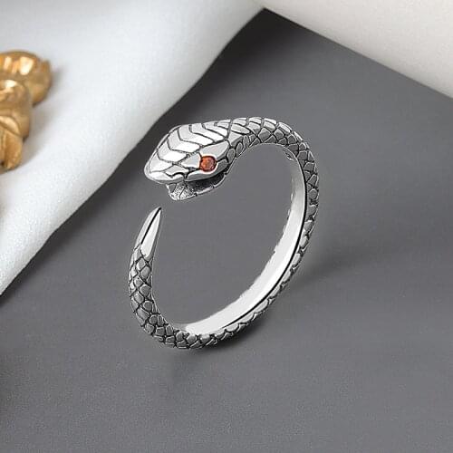 Yseetar Vintage Silver Color Resizable Snake Rings for women Personality Minimalist Fine Jewelry Party Gift wholesale