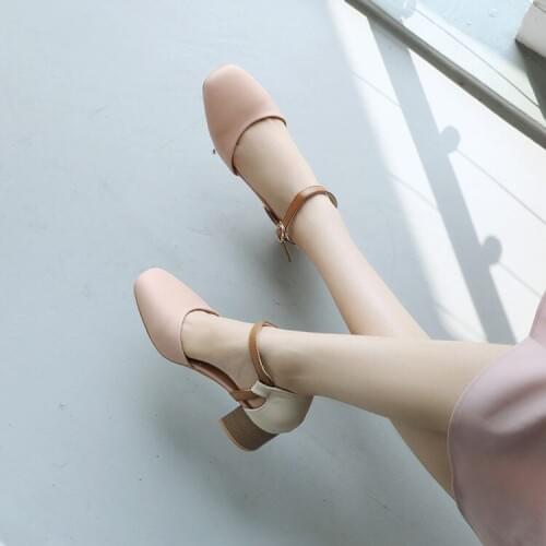 Big Size 11 12 13 14 15 high heels sandals women shoes woman summer ladies Squarehead Shallow mouth cingulate Thick with sandals