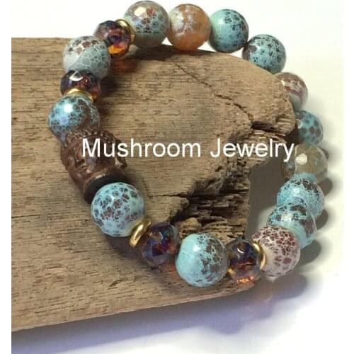 Boho Stone Beads Mala Yoga Stretch Elastic Bracelet