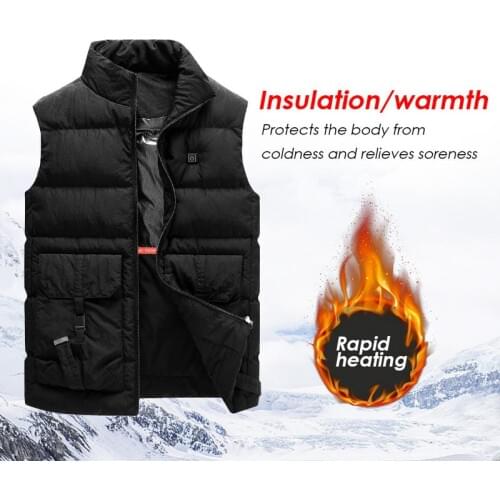Fashion Big pocket USB Heating Vest Heated Jacket Heating Winter Clothes Men Thermal Sleeveless Graphene Warm Vest