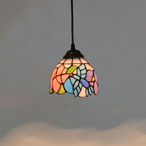 15cm Creative Tiffany Multi-Color Glass Vintage Pastoral Bird Cool Decorative Bar Counter Small Droplight American Style Lamp