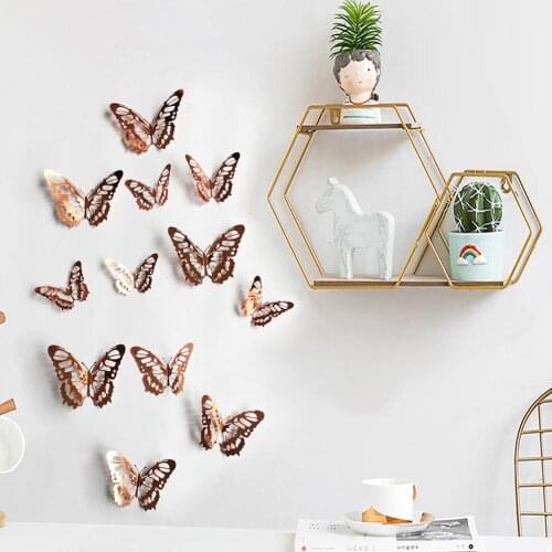 24Pcs Hollow 3D Butterfly Wall Sticker Art Decal Room Party Wedding Decoration
